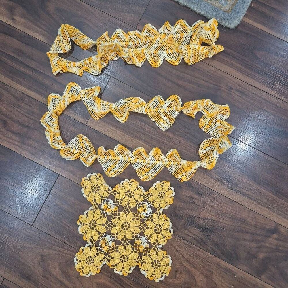 Crochet, Vintage Yellow & White Cotton
